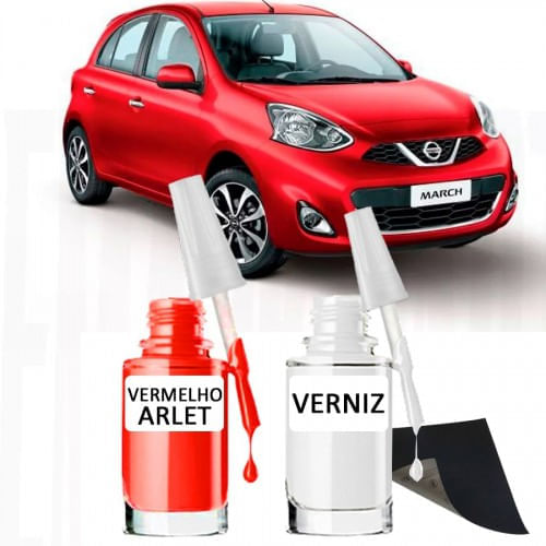 Tira Risco - Nissan Vermelho Alert + Verniz 15ml