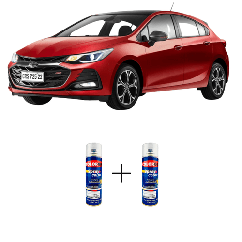 Spray Automotivo Vermelho Chili GM + Verniz Spray 300ml