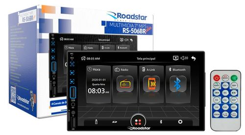 Central Multimídia Roadstar RS-506BR Plus - Tela Full Touch, Bluetooth, Tela 7 e Muito Mais