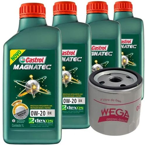4 Óleo Sintético 0W20 Castrol e Filtro Óleo Wega Prisma Flex 2006 a 2019
