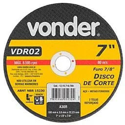 Disco Corte 180X3/0X22/23 7/8 Pol. Aço VDR02 -1215718780 - Vonder