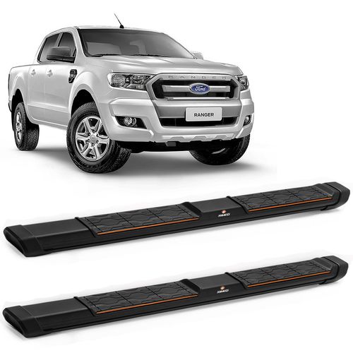 Estribo Lateral Ranger 2013 a 2023 Aluminio Preto Keko My Road