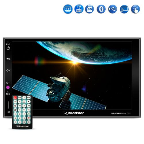 Central Multimídia MP6 Roadstar RS606BR Prime DTV Tela 7 Tv Digital Bluetooth USB SD AUX Radio