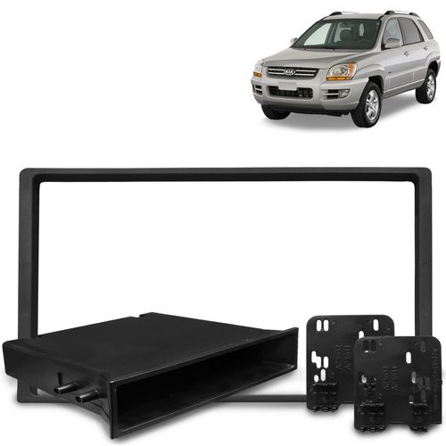 Moldura do Painel 1 2 Din Kia Sportage 1995 a 2003 Preto Padrão Japonês