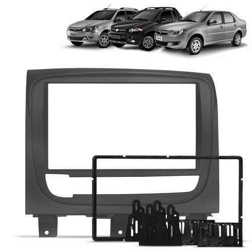 Moldura do Painel 2 Din Palio Strada Siena 2012 a 2016 Cinza