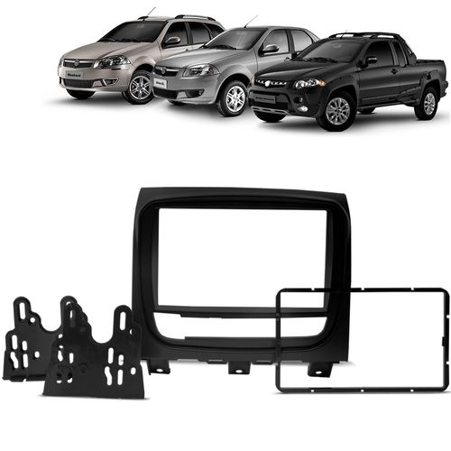 Moldura do Painel 2 Din Palio Strada Siena 2012 a 2016 Preto Padrão Japonês e Chinês