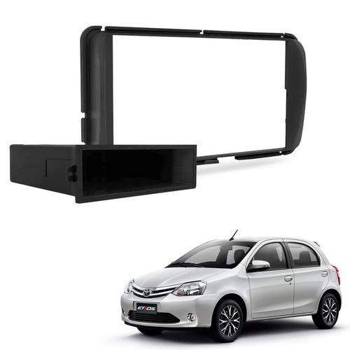 Moldura do Painel 2 Din 1 Din Etios 2013 a 2021 Preto Com Porta Objetos