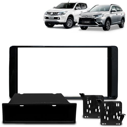 Moldura do Painel 2 Din 1 Din Outlander 2014 a 2020 e l200 Triton 2018 A 2022 Black Piano