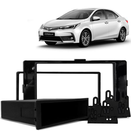 Moldura do Painel 2 Din 1 Din Corolla 2018 2019 BLack Piano Com Porta Objetos