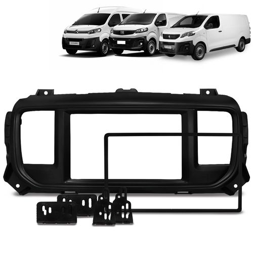 Moldura do Painel 2 Din Peugeot Expert Fiat Scudo e Citroen Jumpy 2018 a 2021 Preto