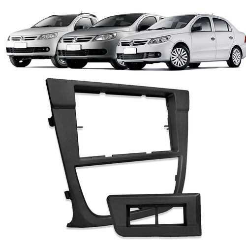 Moldura do Painel 2 Din Gol Voyage Saveiro G5 2008 a 2012 Com Moldura Botão Preto