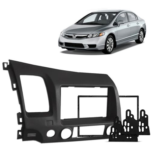 Moldura do Painel 2 Din New Civic 2007 a 2011 Grafite Padrão Japonês e Chinês