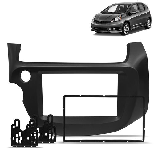 Moldura Do Painel 2 Din New Fit 2009 a 2014 Grafite Padrão Japonês e Chinês