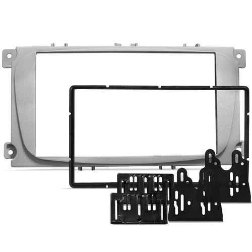 Moldura do Painel 2 Din Ford Focus 2009 a 2013 Prata Padrão Japonês e Chinês