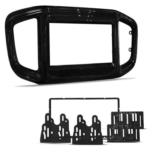 Moldura do Painel 2 Din Fiat Strada 2020 a 2024 Black Piano Padrão Japonês e Chinês