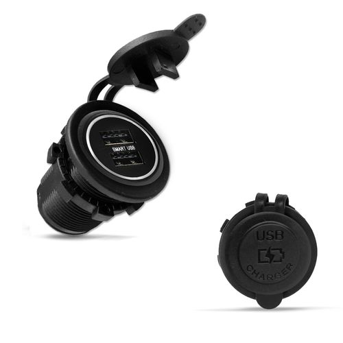 Tomada Carregador Veicular 2 USB Smart 12v 24v 2.1 + 1Ah
