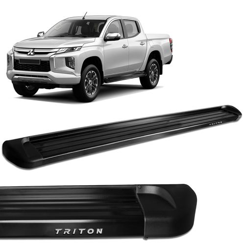 Estribo Lateral L200 Triton Sport 2017 a 2023 Alumínio Preto