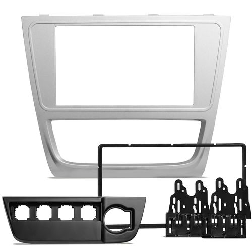 Moldura do Painel 2 Din Gol, Saveiro e Voyage 2013 a 2016 Prata Padrão Japonês e Chinês