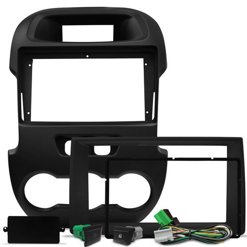 Moldura de Painel 9 polegadas com Redutor pra 7 Ranger 2013 a 2015 Preto com Chicote e Botões