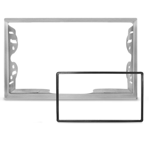 Moldura do Painel 2 Din Citroen C3 2000 a 2013 Prata Padrão Japonês e Chinês