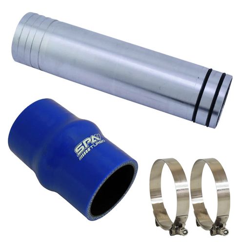 Tubo de pressurização universal em alumínio reto 2" O-ring + Mangueira de Silicone 2 polegadas x 100mm + 2 Abraçadeiras tucho inox