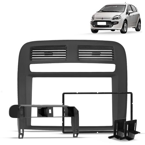Moldura do Painel 2 Din Fiat Punto 2008 a 2012 Cinza