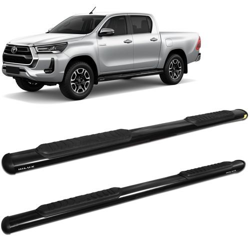 Estribo Lateral Hilux CD 2016 a 2023 Oblongo Oval Preto Track