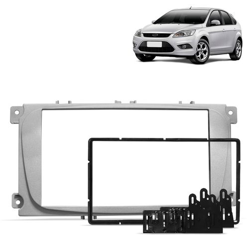 Moldura do Painel 2 Din Ford Focus 2009 a 2013 Prata