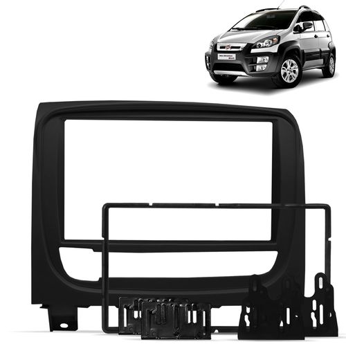 Moldura do Painel 2 Din Fiat Idea Adventure 2013 a 2018 Preto