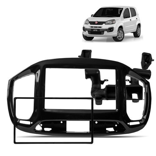 Moldura do Painel 2 Din Uno 2015 a 2020 BLack Piano Com Duto Ar