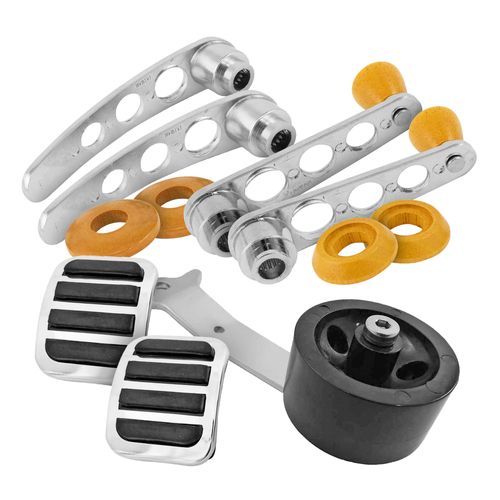 Par de Maçanetas Esportivas Internas + Par de Manivelas Vidro + Pedal Roller com Pedais Esportivos - Fusca / Kombi / Brasília / TL