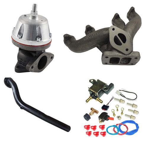 Coletor de escape p/ turbo VW AP 8V Pulsativo no farol - T3 + Saída de escape + Wastegate MCSL SR2 + Kit booster