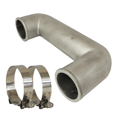 Tubo de pressurização universal em alumínio "U" 2 1/4" diâmetro + 2 abraçadeiras tucho