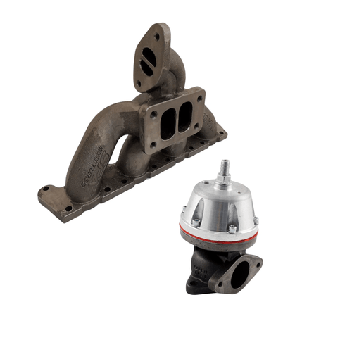 COLETOR ESCAPE TURBO PULSATIVO TURBINA P/ CIMA VW/AUDI (1.8L/20V) - TRANSVERSAIS (AGU/AUM) + WASTEGATE MCSI SR2 BOOSTER - CARGA MÉDIA - 0,8G A 1,2BAR