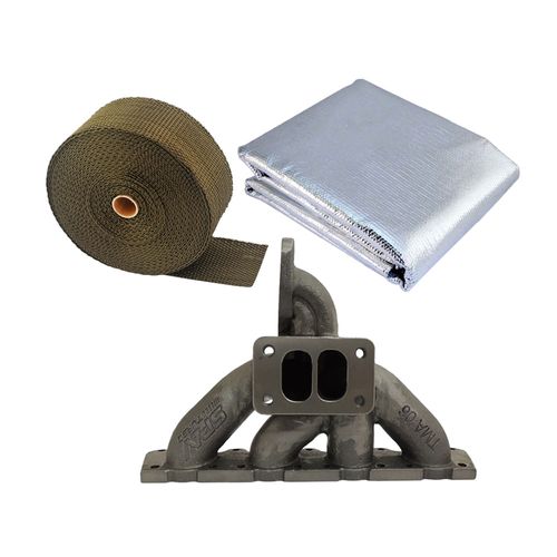 Coletor Escape Turbo Pulsativo / Turbina Para Cima / VW/Audi - 1.8-20V - Transversais (AGU/AUM) + MANTA TÉRMICA 1Mx1M + FITA TÉRMICA 2" 10M