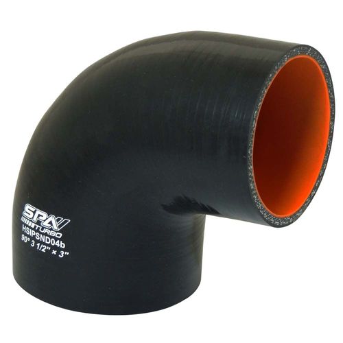 Mangueira de pressurização de silicone SPA 90° com redução 3 1/2" x 3" x 100mm