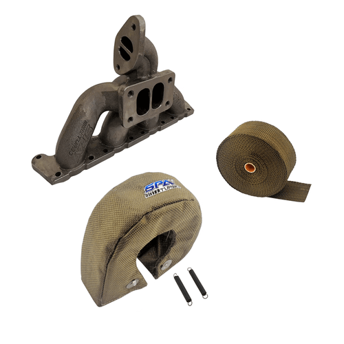 Coletor escape turbo A3 / Golf 1.8 20V pulsativo - P/ Cima + Fita Titanium 10 metros + Capa termica T3 (TMA06-ACTERSFT15-EXBZPS02-8-ACTERSPCX03)