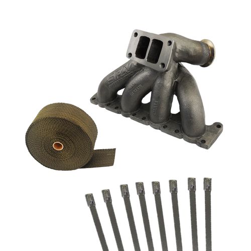 Coletor escape turbo VW Passat / Audi A4 1.8 20V longitudinal - T3 pulsativo + FITA TÉRMICA TITANIUM 2" 10M - GRÁTIS 8 ABRAÇADEIRAS ZIP INOX