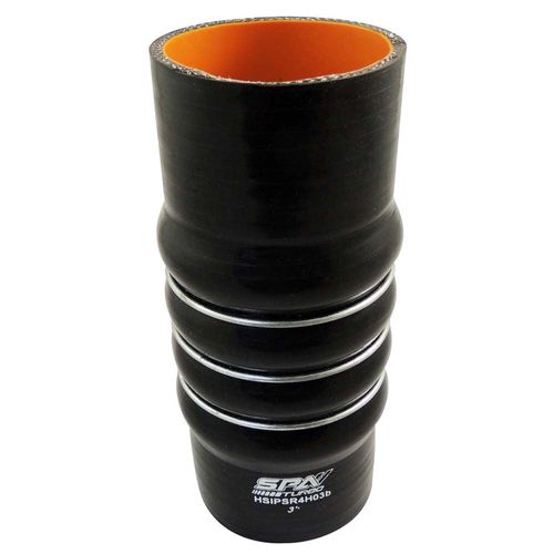 Mangueira de pressurização de silicone reta c/ 4 humps e anel de aço 3" x 200mm