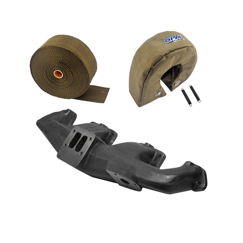 Coletor de escape para turbo GM Omega / Suprema 6 cilindros - T3 + FITA TÉRMICA TITANIUM 2"10M + PROTETOR TÉRMICO DE TURBINA TITANIUM