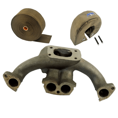 COLETOR DE ESCAPE PARA TURBO FIAT FIASA - T3 + FITA TÉRMICA TITANIUM SPA 2" 10M + PROTETOR TÉRMICO DE TURBINA