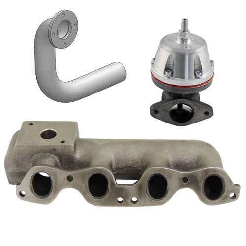 COLETOR DE ESCAPE PARA TURBO FIAT DOHC 8V - T3 + Saída de Escape + WASTEGATE MCSI SR2 BOOSTER - CARGA MÉDIA - 0,8G A 1,2BAR