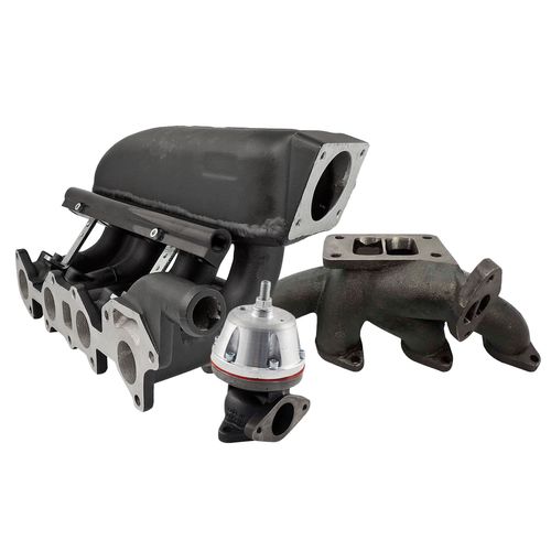 Combo Chevette: Coletor Pulsativo T3 + COLETOR ADMISSÃO INJETADO TIPO PLENUM TBI PARA FRENTE 4 Bicos Preto + Wastegate MCSI SR2 Booster