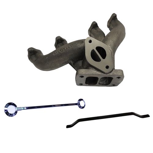 Coletor de escape p/ turbo VW AP 8V Pulsativo no farol T3 + Barra estrutural superior Cromada + Barra estrutural Inferior Gol "Quadrado"