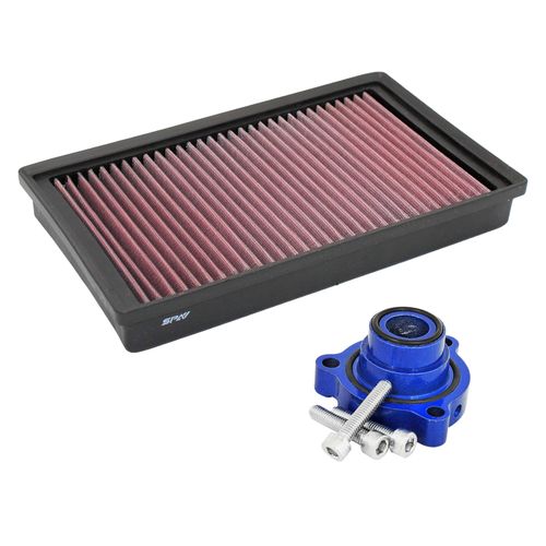 FILTRO DE AR ESPORTIVO INBOX + VÁLVULA BLOW OFF SPACER P/ VW GOLF GTI MK7/7,5/JETTA GLI/AUDI A3/S3/TT/TTS (TURBINA IS20/IS38) - BLUE SERIES