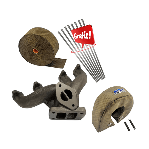 COLETOR ESCAPE TURBO VW AP 8V PULSATIVO NO FAROL - T3 + FITA TÉRMICA + PROTETOR TÉRMICO T3 (TMW01V2-ACTERSFT15-EXBZPS02-8-ACTERSPCX03)