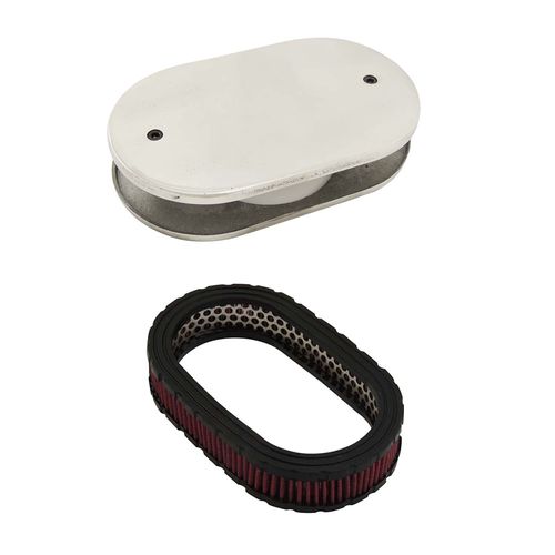 Filtro de ar esportivo oval para injeção monoponto Fiat e VW com elemento filtrante esportivo oval 40mm