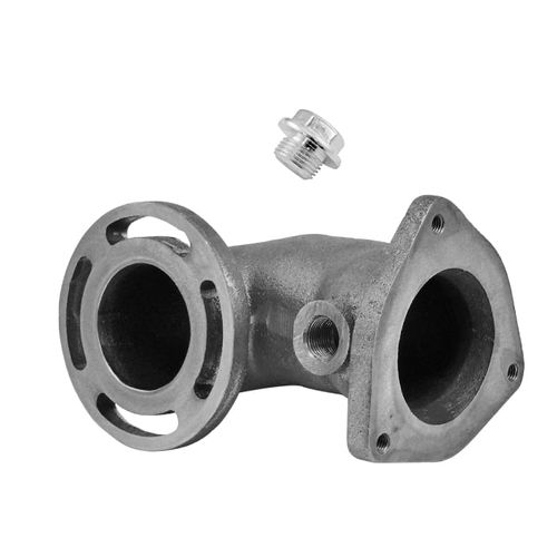 Saída de escape fundida 90° 2 1/2" + Tampão sonda lambda cromado (sextavado e flangeado)