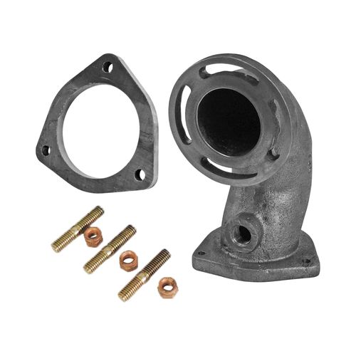 Kit saída de escape fundida 90° 2 1/2" + Flange 3" em aço carbono + Prisioneiros + Porcas