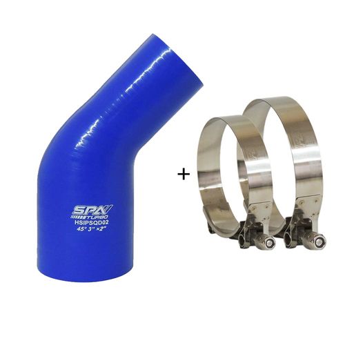 Mangueira de pressurização de silicone SPA 45° com redução 3" x 2" x100mm